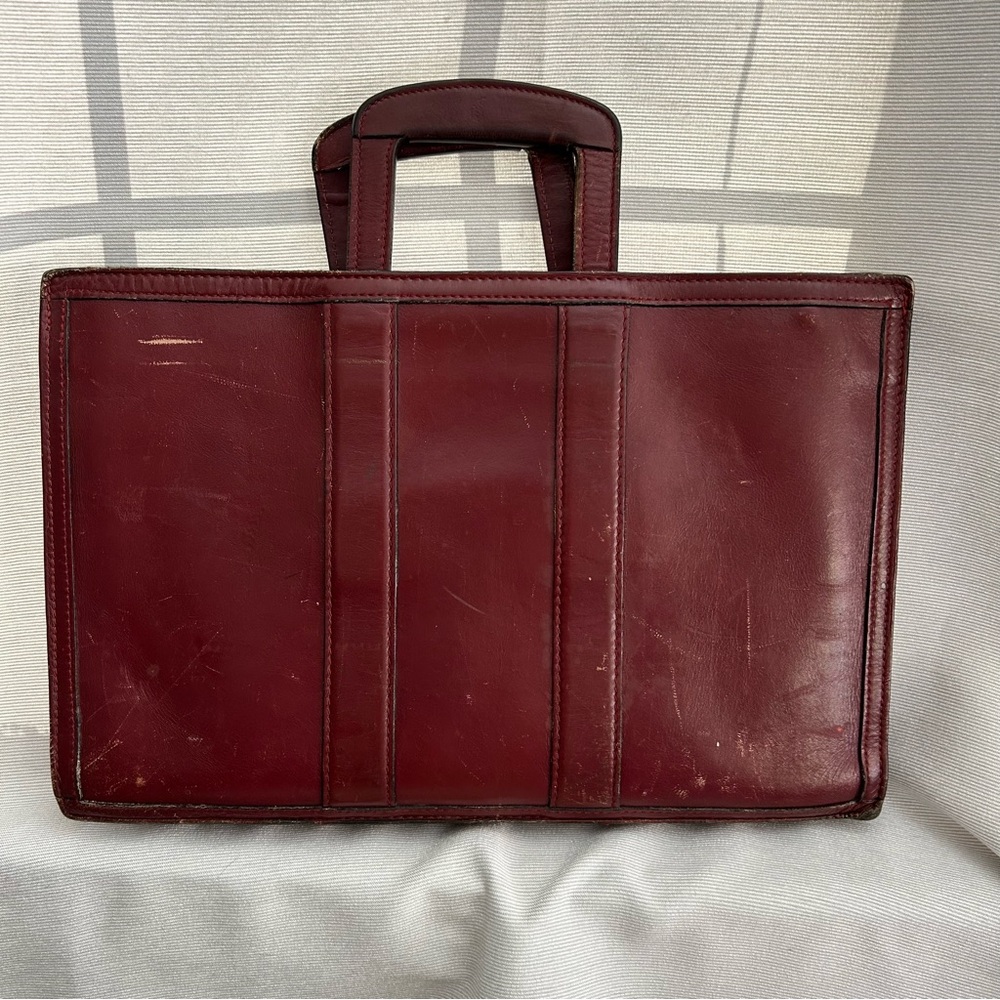 Vintage 1980’s Top Grain Leather Red Burgundy Portfolio Attaché Briefcase